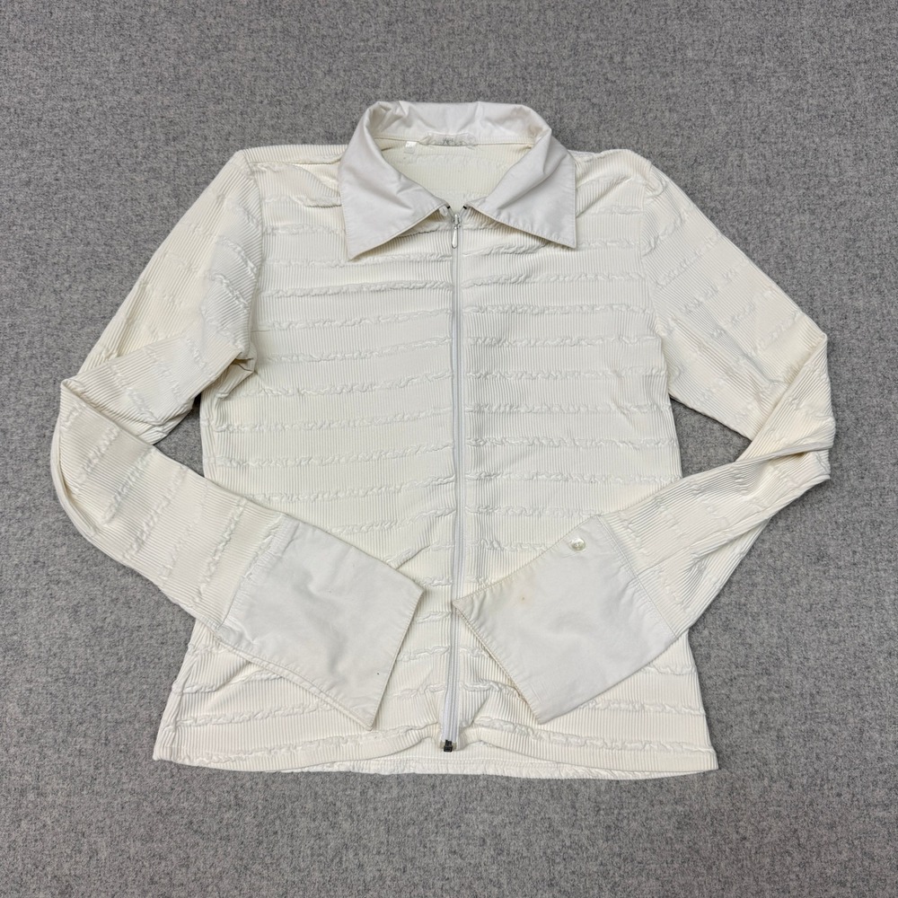 Rayure Paris Zip Up Top Size 46 Off White Textured Ribbed Long Cuff Made France